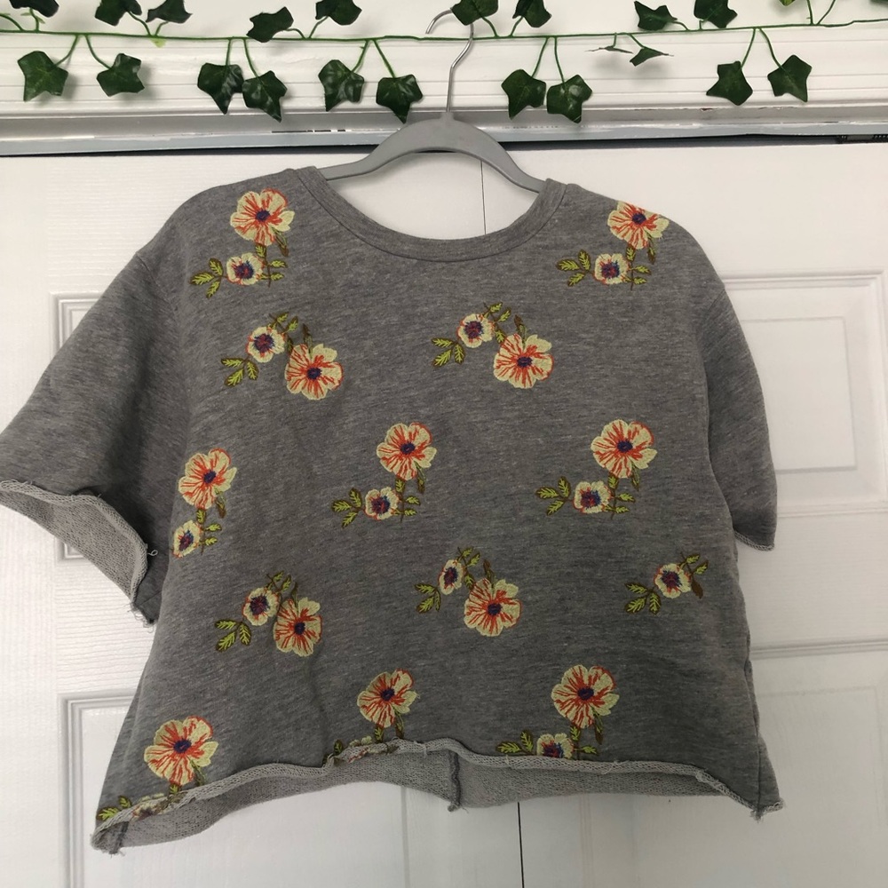 Urban Outfitters Floral Gray Shirt